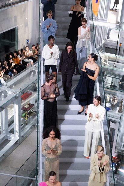 Francon models are pictured on the stairs at the Depot Boijmans Van Beuningen