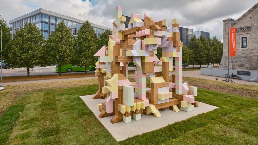 The Fungible Non-Fungible Pavilion outside the Museum of Estonian Architecture in Tallinn