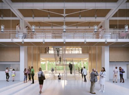 Mass timber interior of The General Hospital of Komotini
