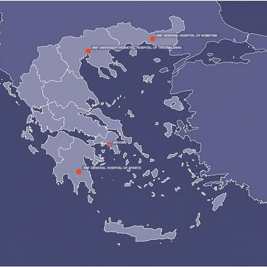 Location plan of SNF hospitals by Renzo Piano Building Workshop