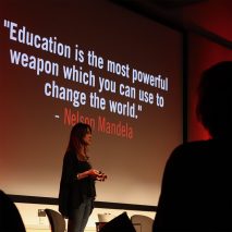 Chrissy Levett from Creative Conscience speaks at an event