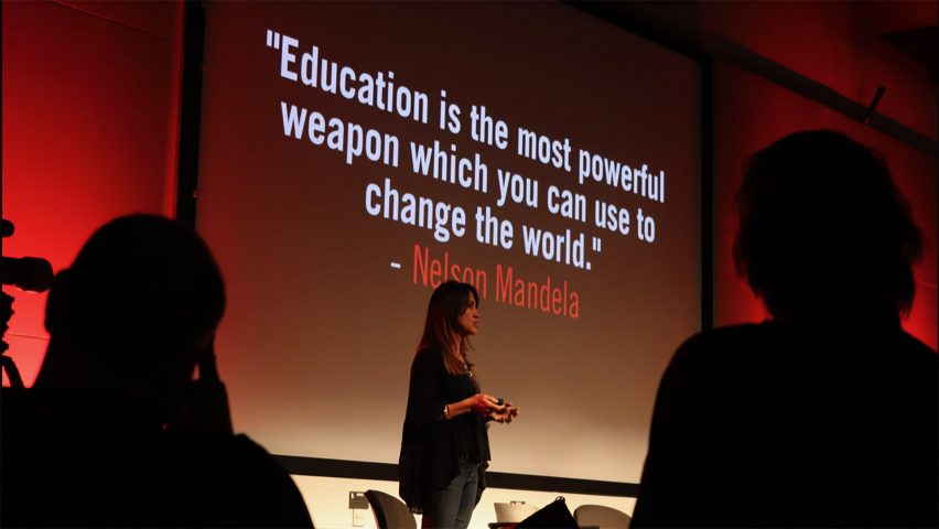 Chrissy Levett from Creative Conscience speaks at an event