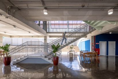 Concrete floor with staircase in Brazilian school