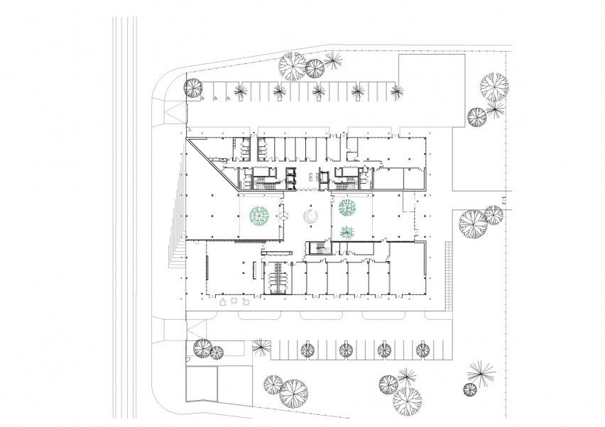 Ground floor plan of the office building by GRAAM Architecture