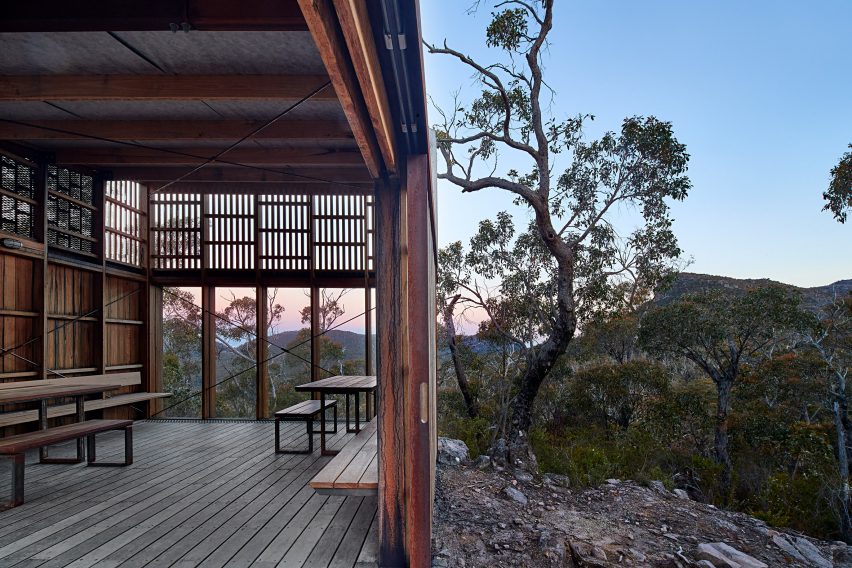 Interior of Grampians Peaks Trail hiking shelter by Noxon Giffen and McGregor Coxall