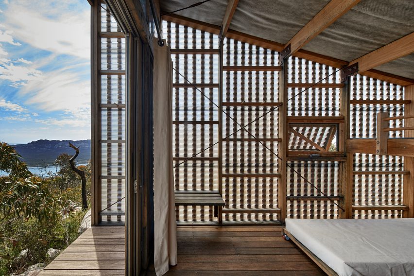 Interior of Grampians Peaks Trail hiking shelter by Noxon Giffen and McGregor Coxall
