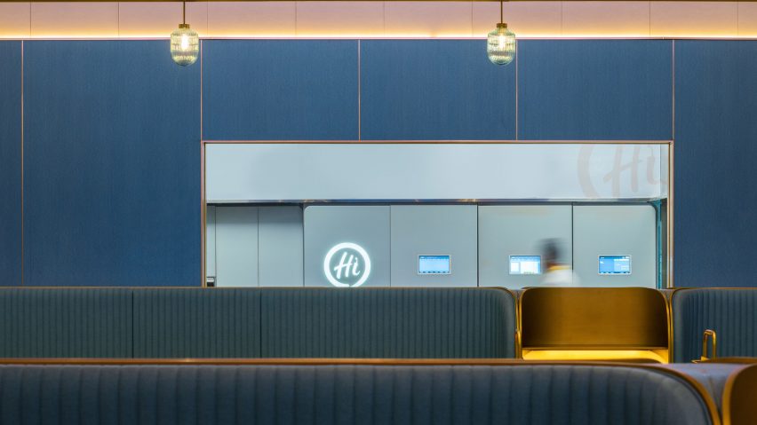 Shenzhen's Haidilao restaurant by Vermilion Zhou Design Group features blue-green interiors