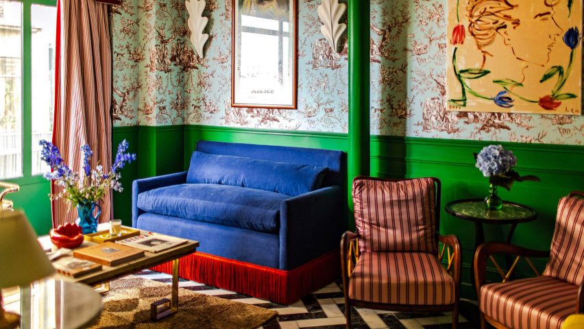 Maximalist interior of Hotel Les Deux Gares