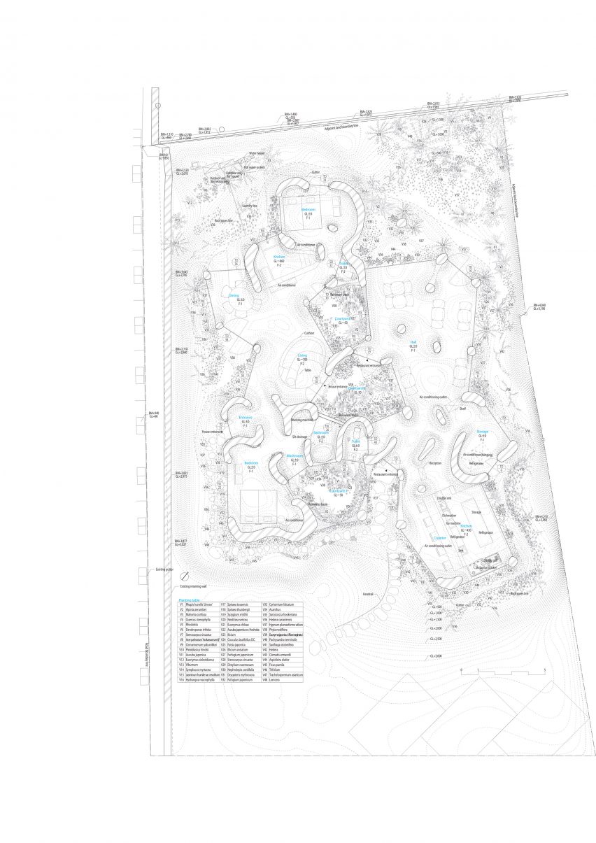 Plan of house and restaurant in Ube by Junya Ishigami