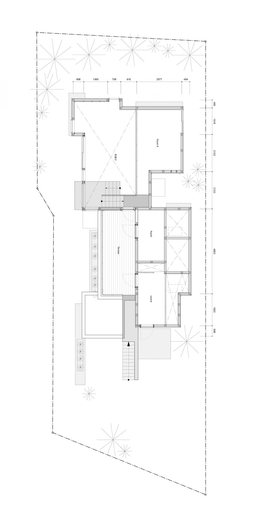 First floor plan of house in Akishima by Office M-SA