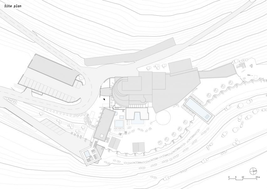 Site plan of Hub of Huts by NOA at Hotel Hubertus