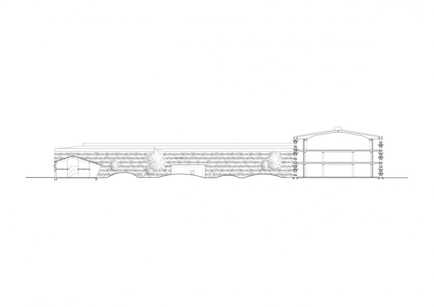 Section of Jakob Factory by G8A Architects and Rollimarchini Architects