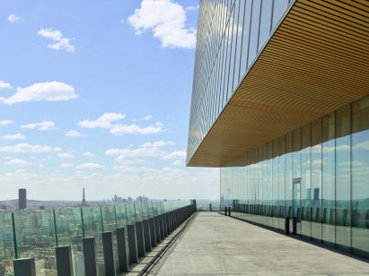 View of Paris from skyscraper terrace