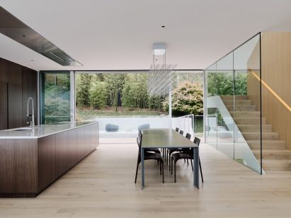 Modern interior with glass was