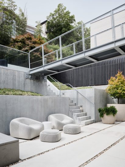 Backyard with bridge