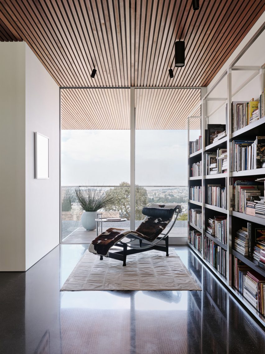 Modern home with Eames chair and built-in bookshelf San Francisco