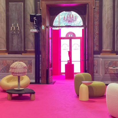 The interiors of an exhibition hall at Lake Como Design Festival