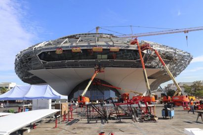 FRP panels being installed on MAD museum
