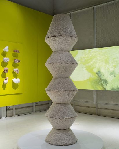 Totem pole made entirely from discarded salts with nine stacked modules