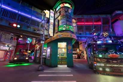 Dystopian city street Denver Meow Wolf