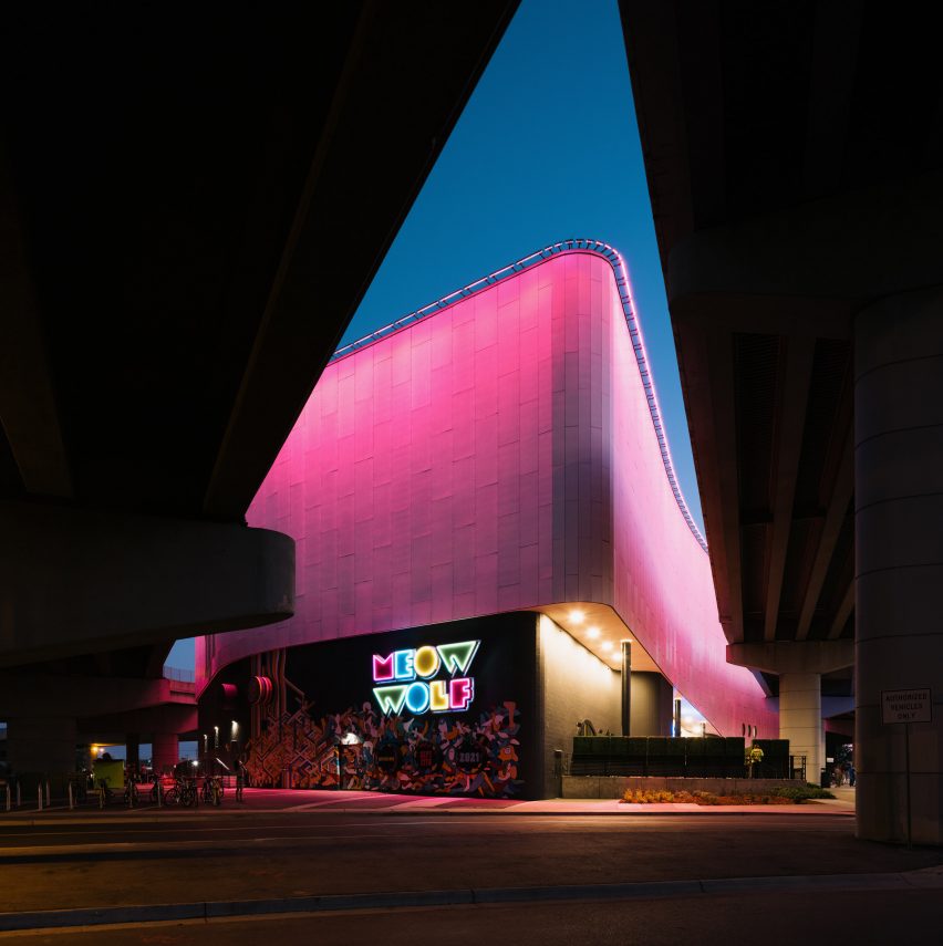 Meow Wolf Denver lights at night