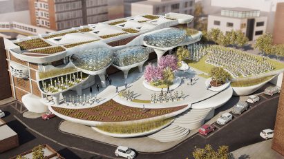Aerial visualisation of site by road