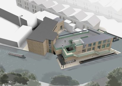 Aerial visualisation of site by river