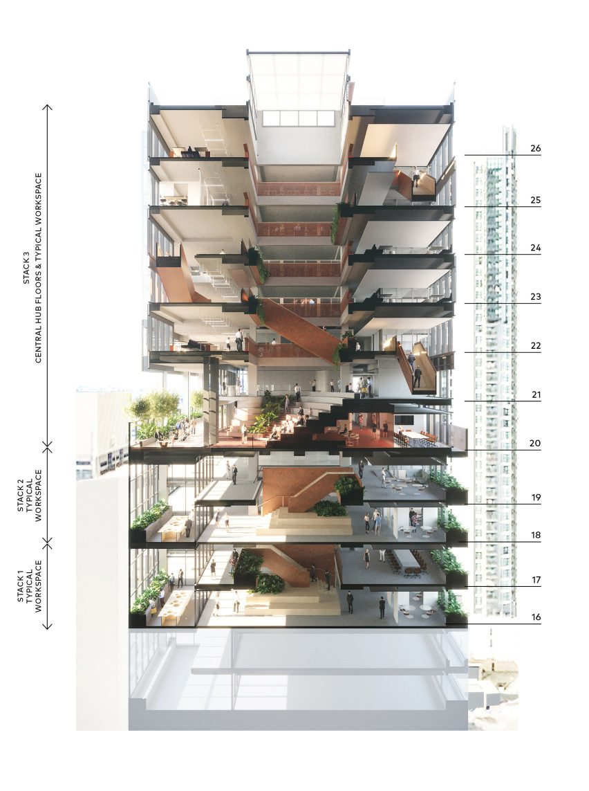Section of Midtown Workplace by Cox Architecture
