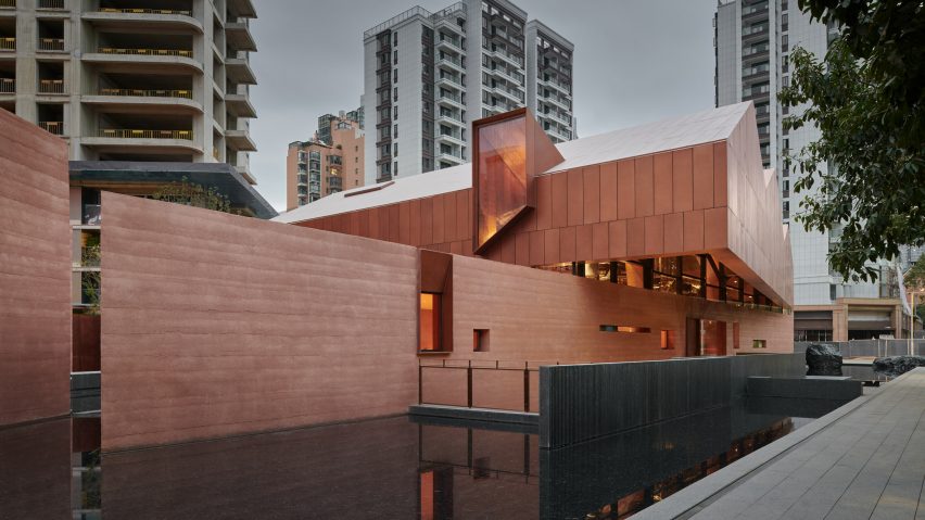 Exterior image of the copper-clad teahouse The Relic Shelter