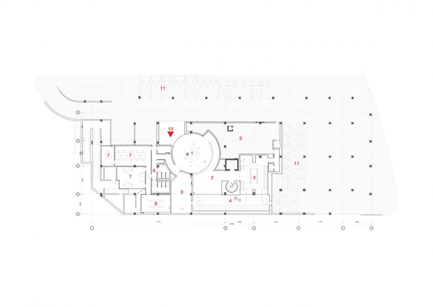 Basement floor plan of The Relic Shelter by Neri&Hu
