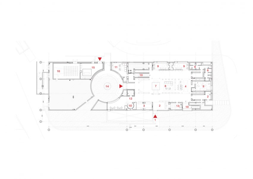 Ground floor plan of The Relic Shelter by Neri&Hu