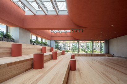 Conference space with timber steps