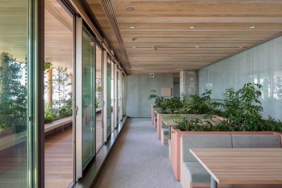Interior image of a dining area at the office building