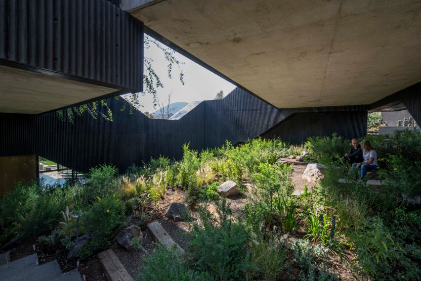 Courtyard garden framed by Casa Pasiddhi