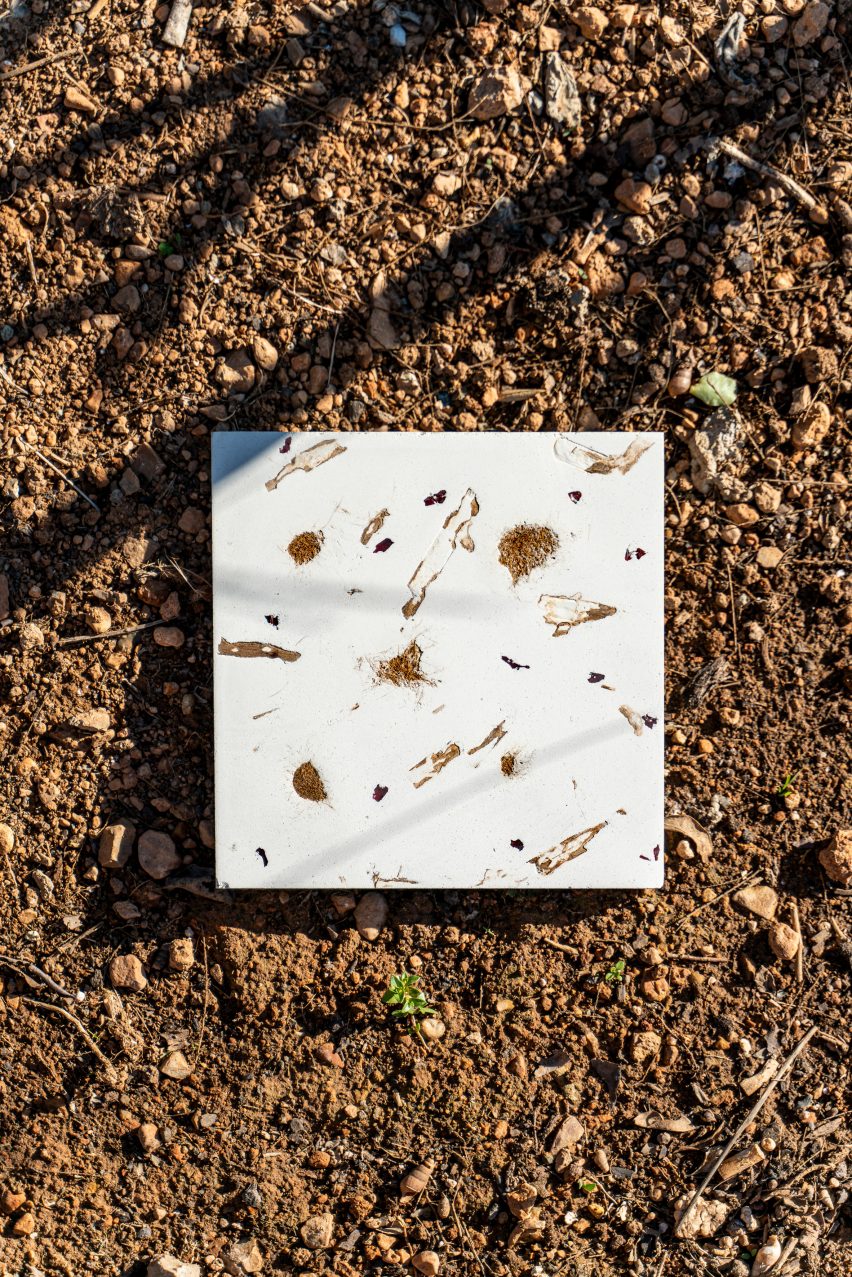 A tile from the Huguet x Pentagram collaboration