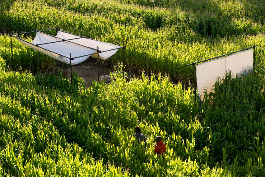Eco-lodge in green field