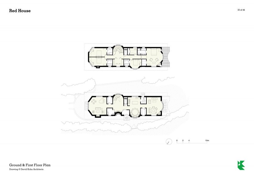 Floor plans of Red House by David Kohn Architects