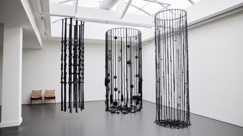 Three woven volumes were installaed at the Rohe Frames pop-up