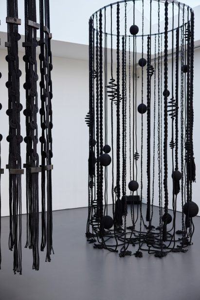 Image of the hand-woven installation at the pop-up