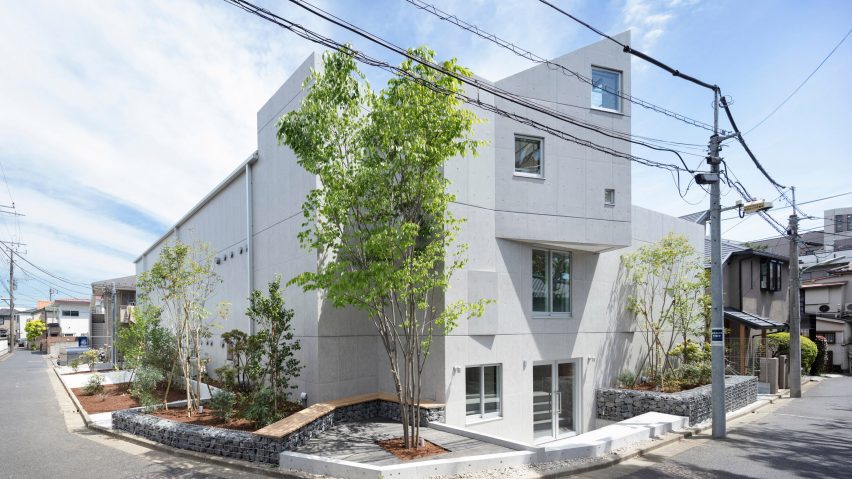 White angular building in Japan