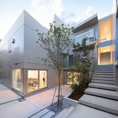 Ryuichi Sasaki creates angular community performance space near Tokyo temple