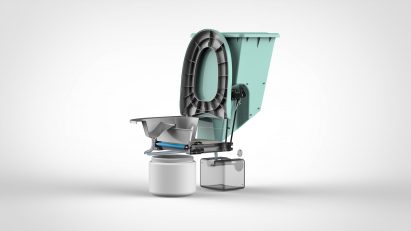 Render of Sandi toilet showing the internal mechanism