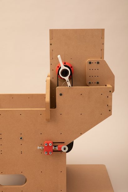 Close-up of lever on Sandi toilet