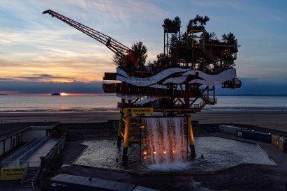 View of the Weston-super-Mare See Monster in evening