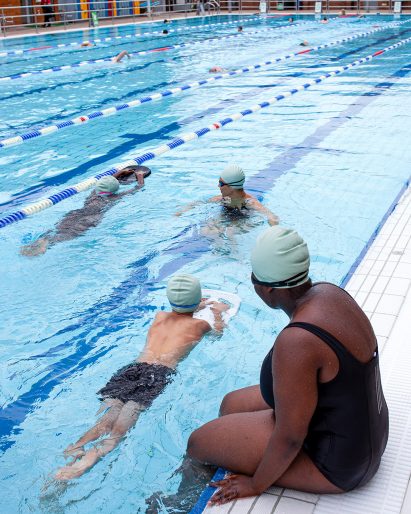 Children swimming in a pool