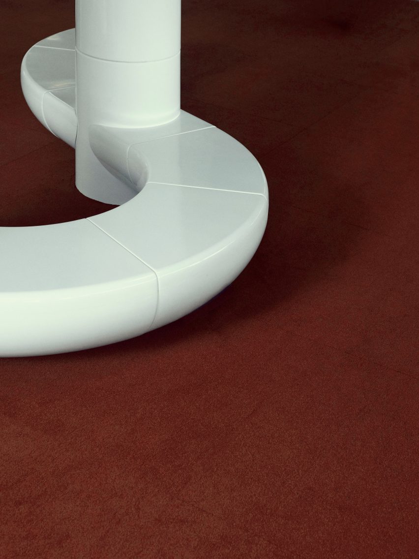 Photograph showing detail of white sculptures
