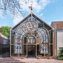 Art building with modern stained-glass window