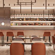 Hotel restaurant in warm colours