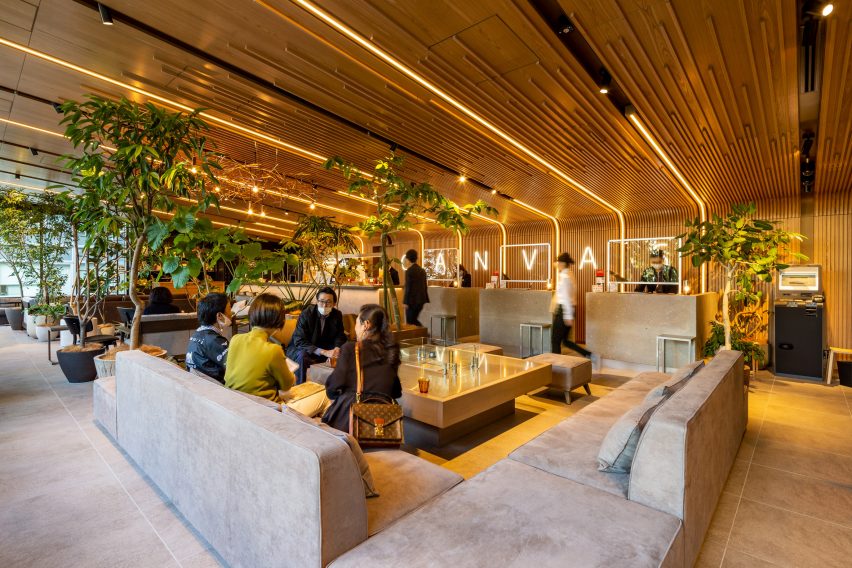 Interior of the Royal Park Canvas hotel in Sapporo, Japan, by Mitsubishi Jisho Design