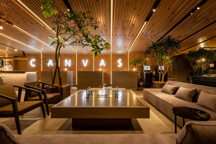 Interior of the Royal Park Canvas hotel in Sapporo, Japan, by Mitsubishi Jisho Design